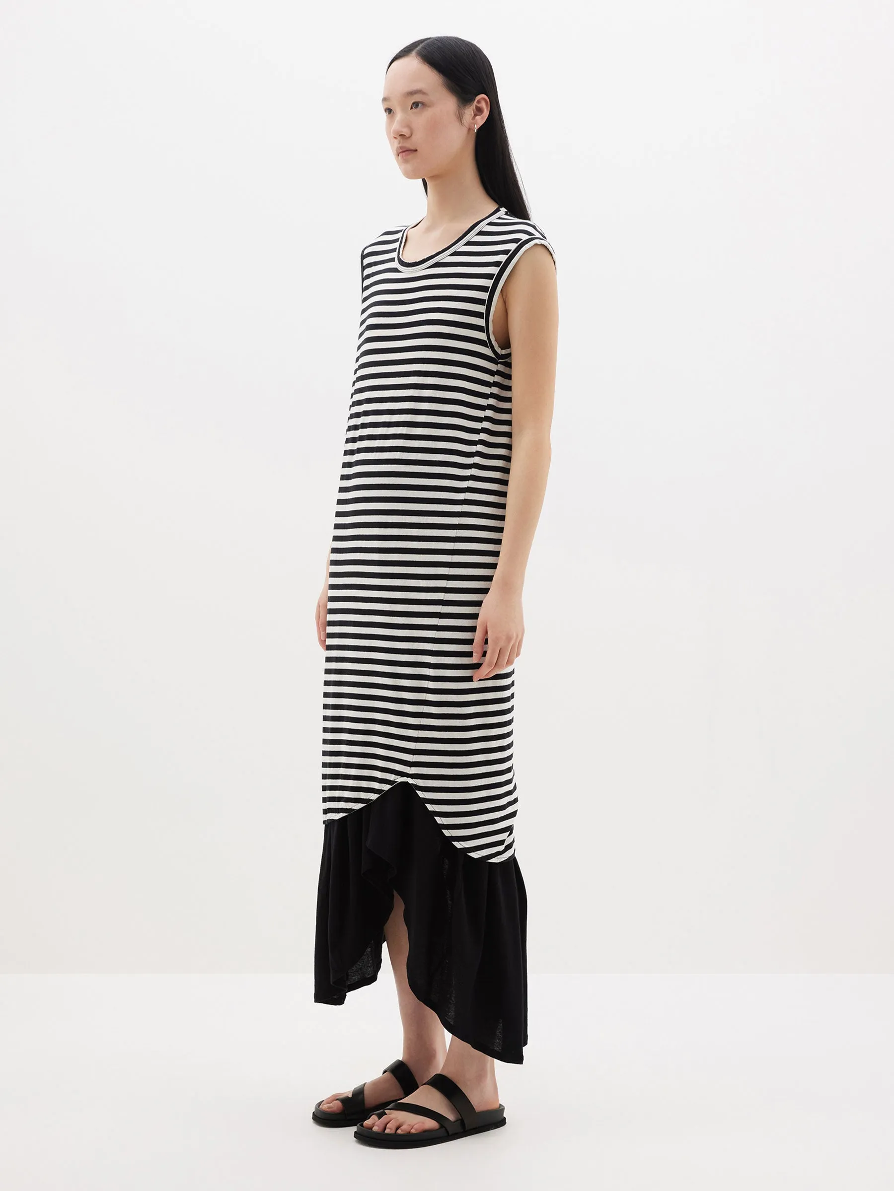 stripe slim muscle tank dress