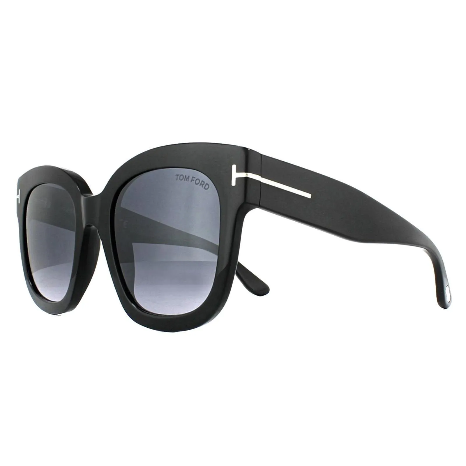 Sunglasses | Square Shiny Black Smoke Grey Mirror Sunglasses | Tom Ford