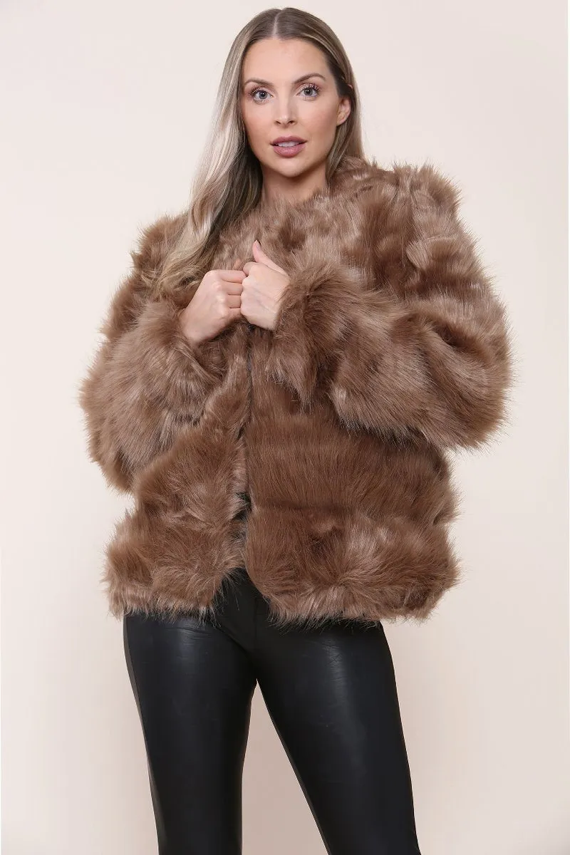 Tan Faux Fur Jacket Zara