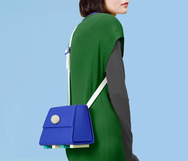 The trapezoid shoulder bag - Blue