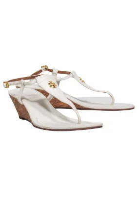 Tory Burch - Ivory Leather Wedged Sandals Sz 8