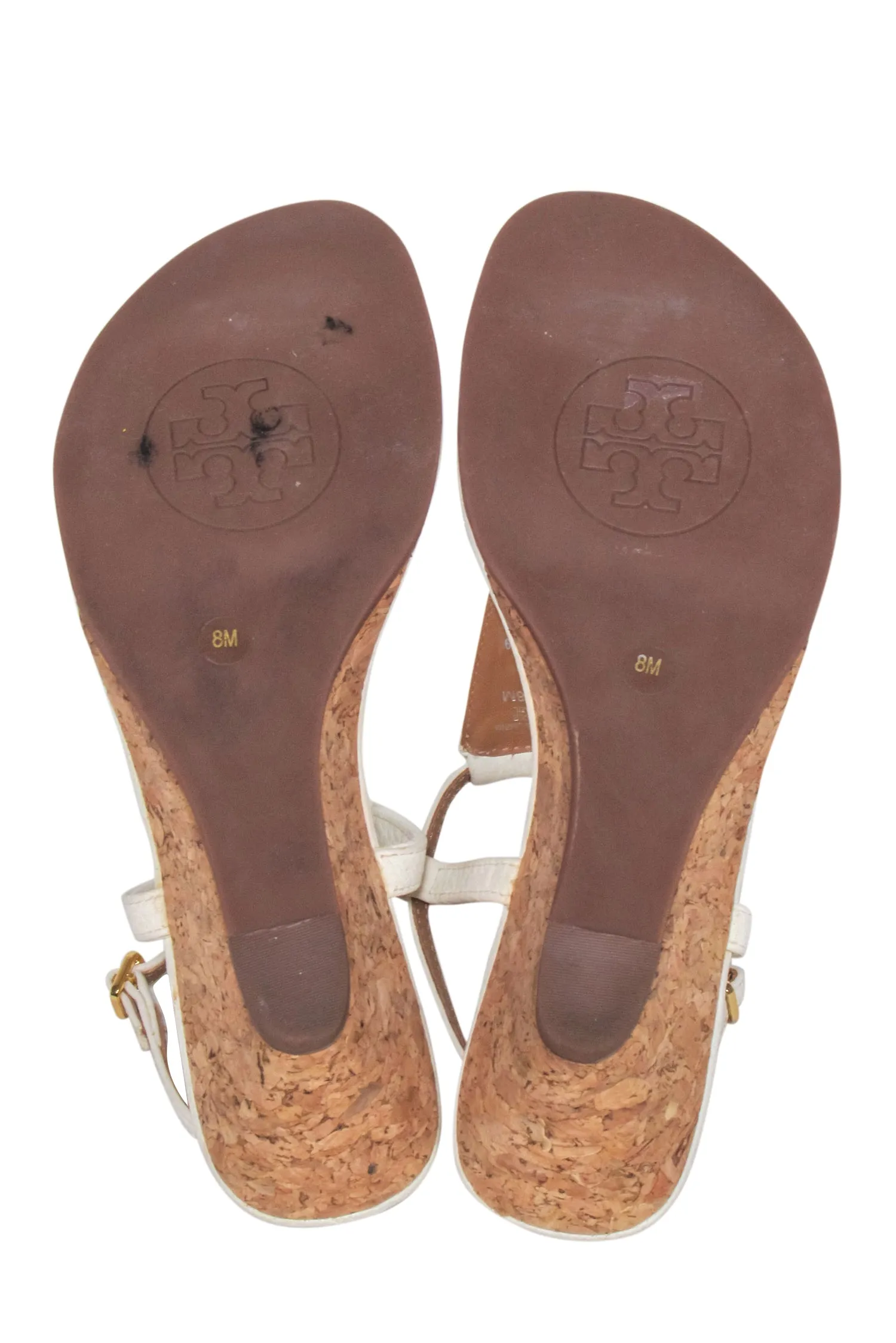 Tory Burch - Ivory Leather Wedged Sandals Sz 8