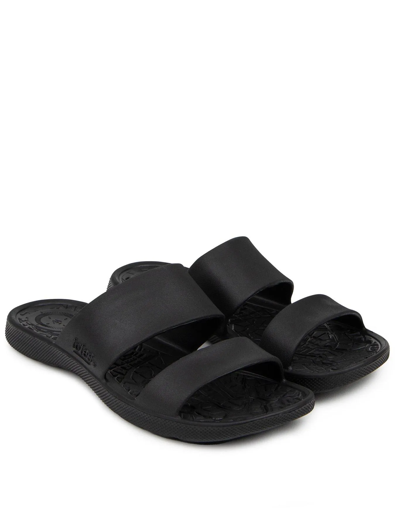 TOTES Ladies Solbounce Double Strap Slide Sandals - Black