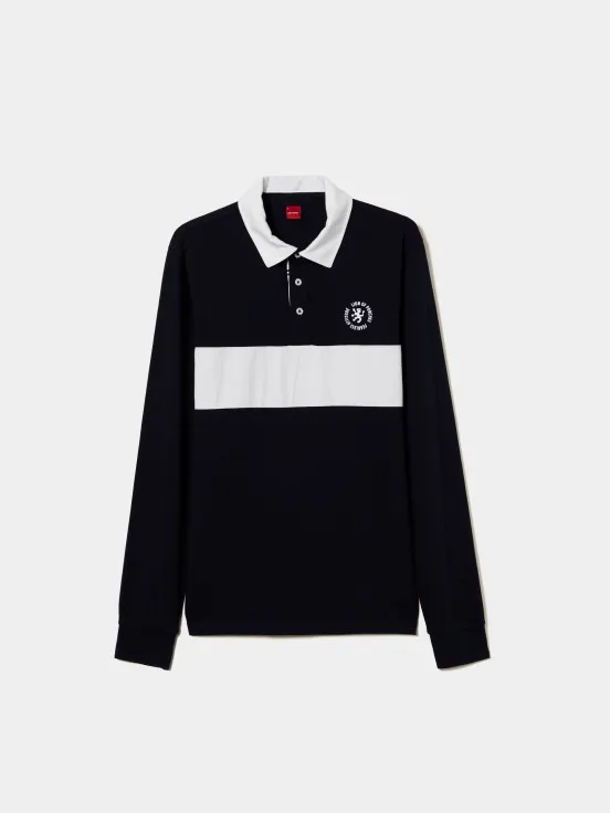 Two-tone long-sleeved polo