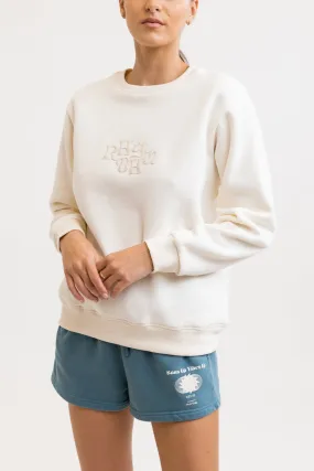 Vacation Crew Neck Fleece Vintage White