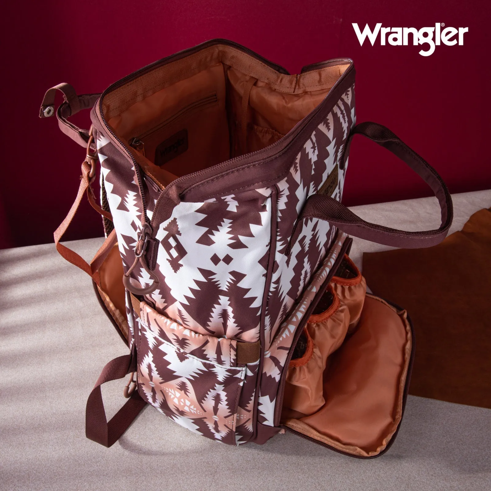 WG2204-9110  Wrangler Aztec Printed Callie Backpack - Brown