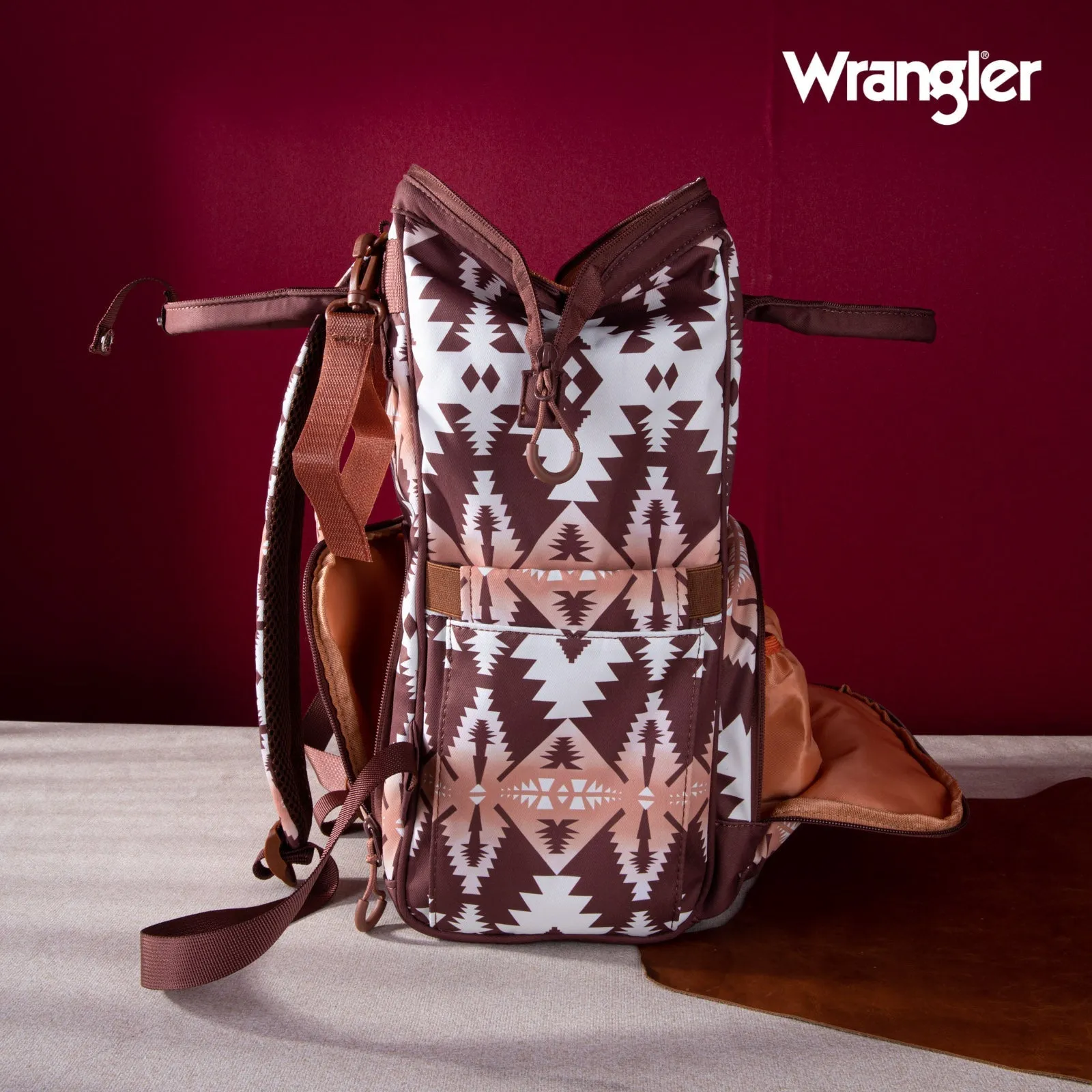 WG2204-9110  Wrangler Aztec Printed Callie Backpack - Brown