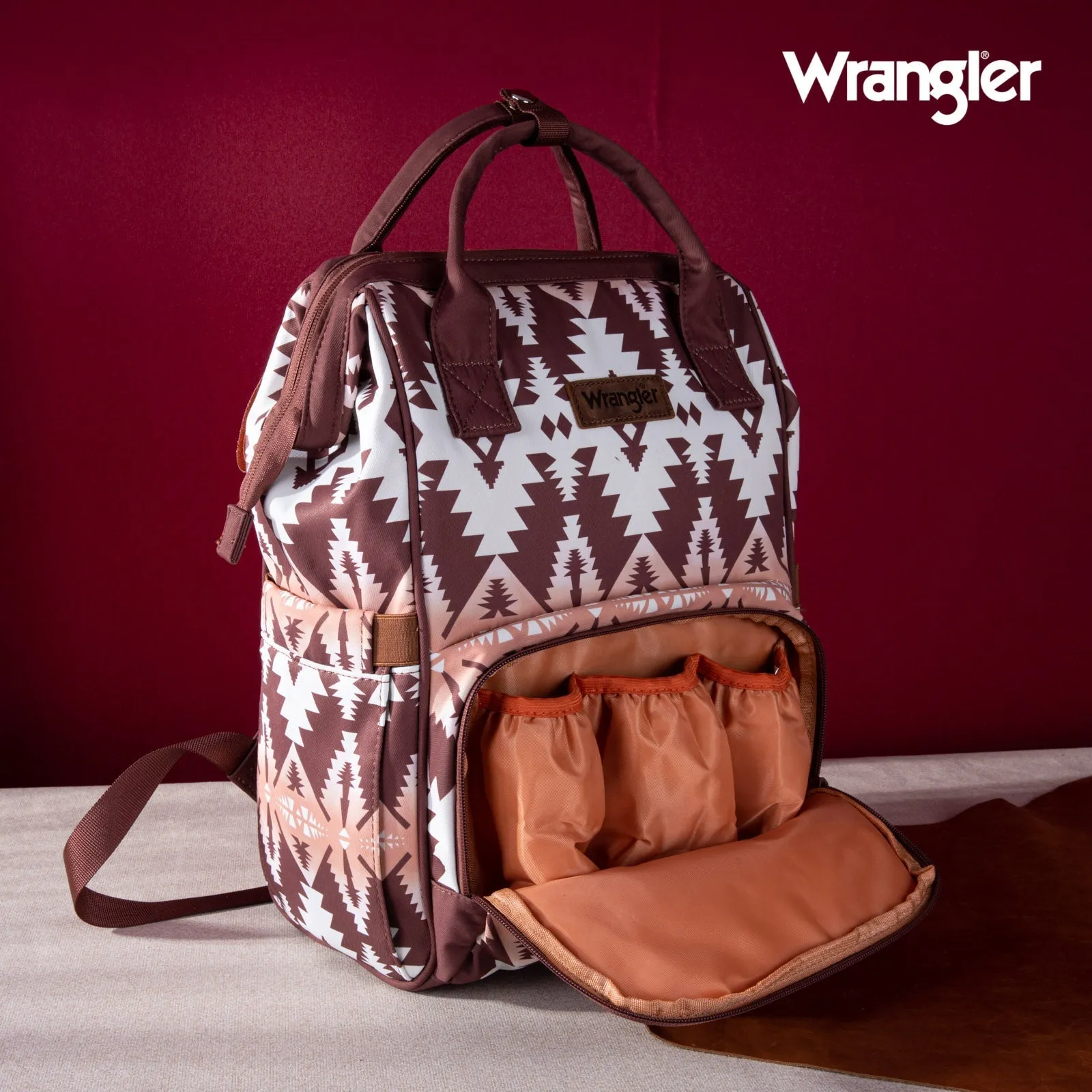 WG2204-9110  Wrangler Aztec Printed Callie Backpack - Brown