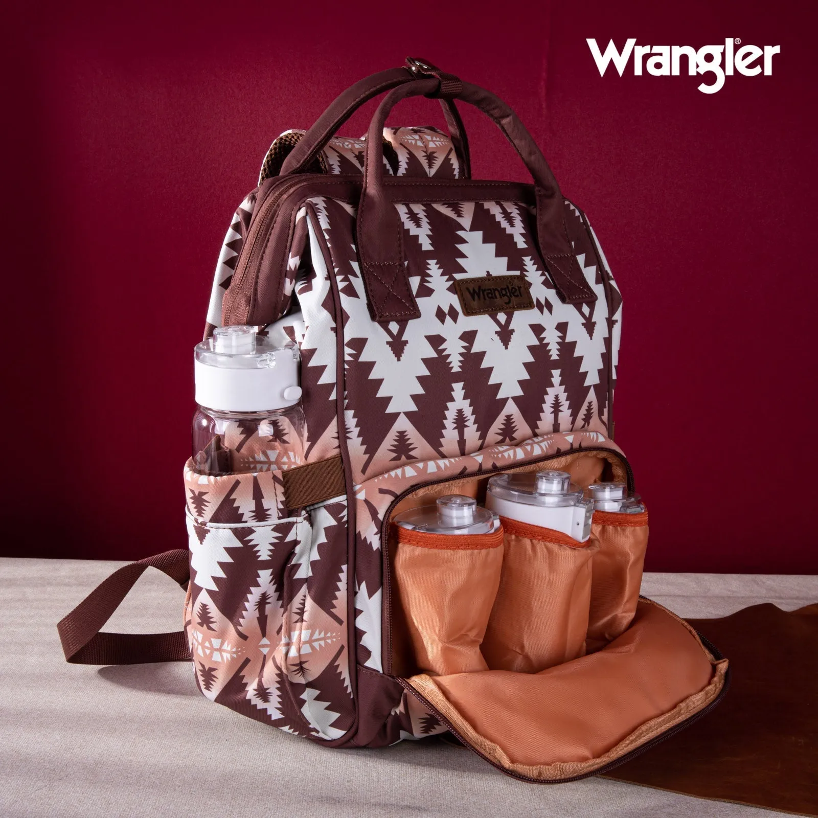 WG2204-9110  Wrangler Aztec Printed Callie Backpack - Brown