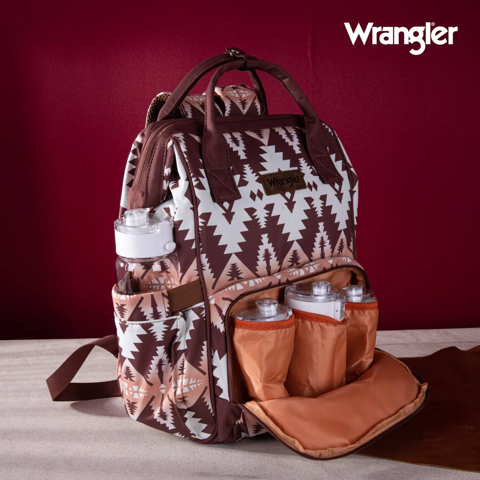 WG2204-9110  Wrangler Aztec Printed Callie Backpack - Brown