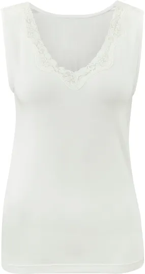 Women's Edited Acrylic Thermal Lace Vest in Cream | Postie