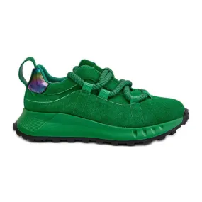 Women's Suede Sneakers With Thick Lacing Artiker 55C0099 Green