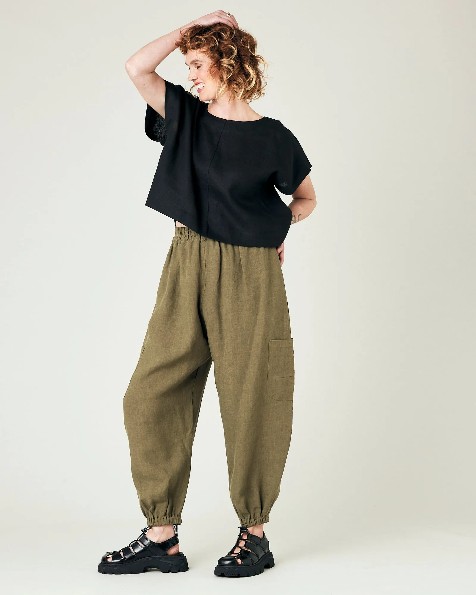 Yoli Light Khaki Linen Trousers