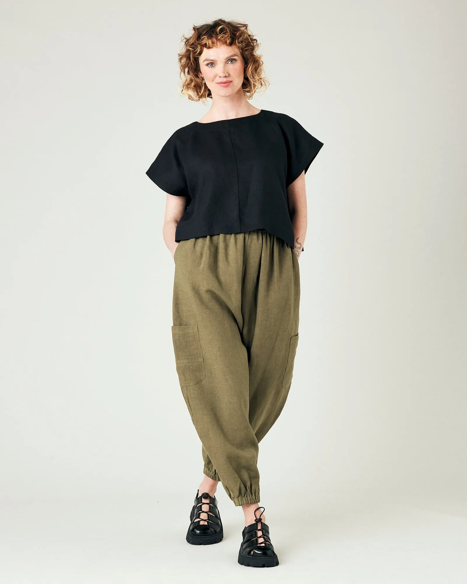 Yoli Light Khaki Linen Trousers