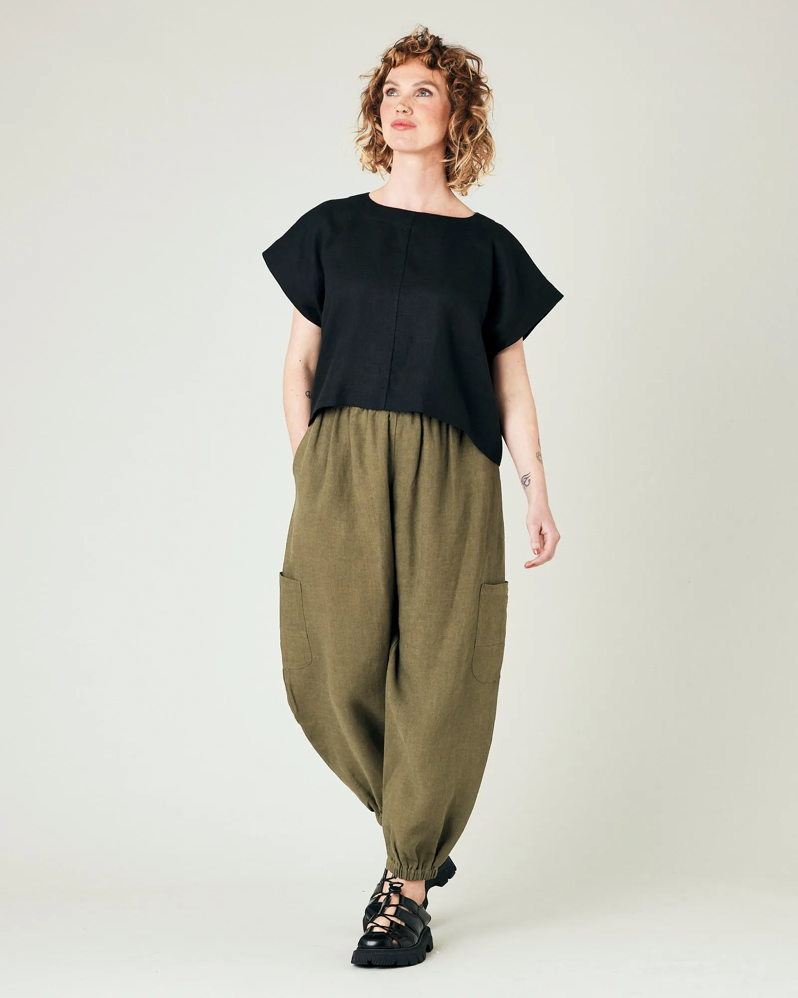 Yoli Light Khaki Linen Trousers