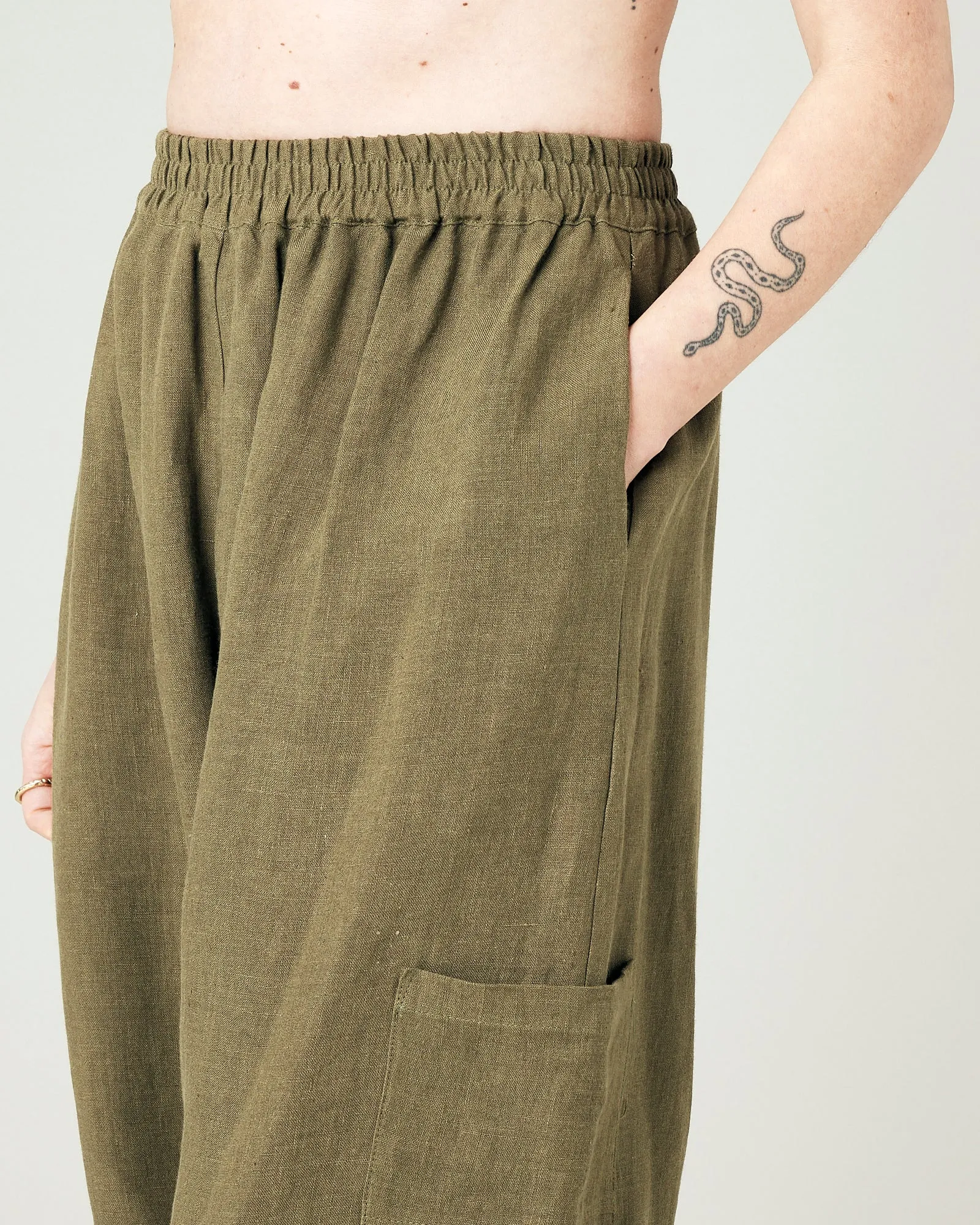 Yoli Light Khaki Linen Trousers