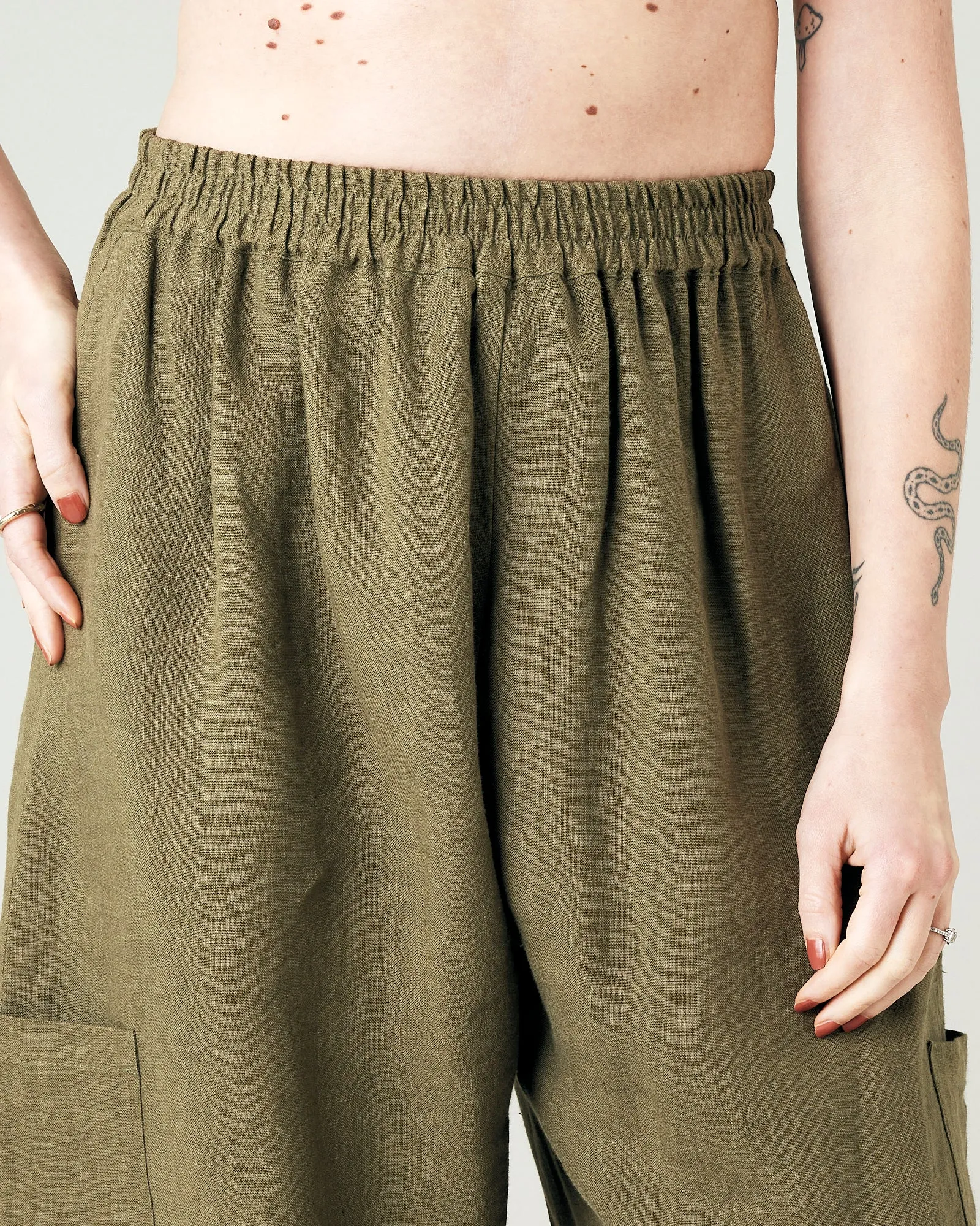 Yoli Light Khaki Linen Trousers