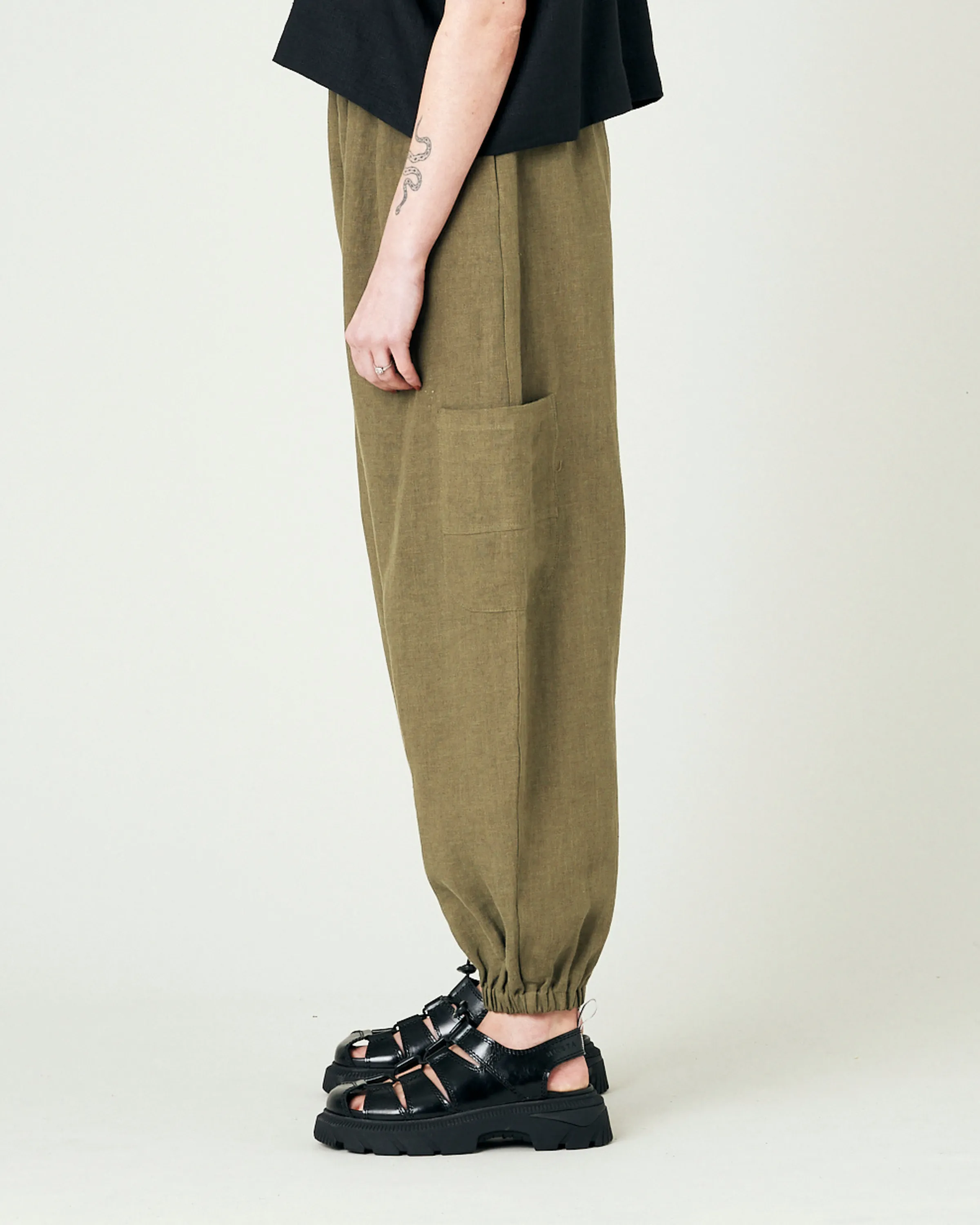 Yoli Light Khaki Linen Trousers