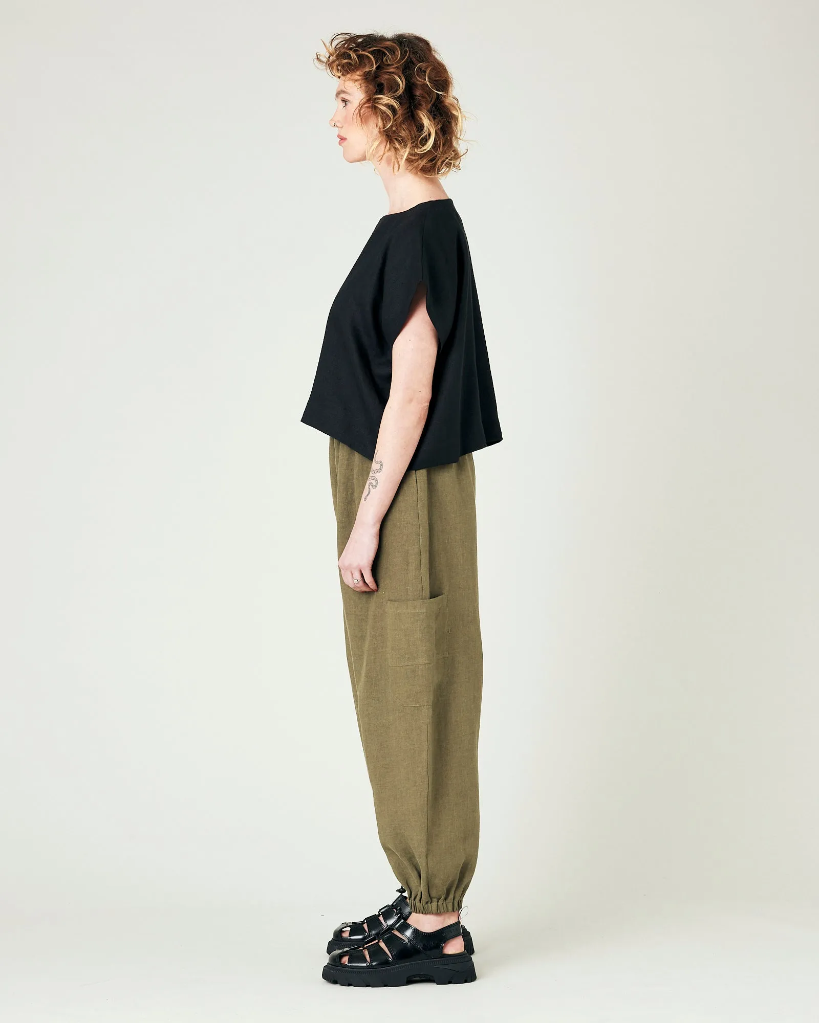 Yoli Light Khaki Linen Trousers