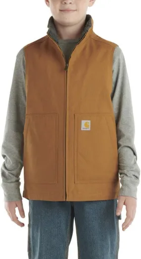 Youth Canvas Sherpa Lined Vest - Brown